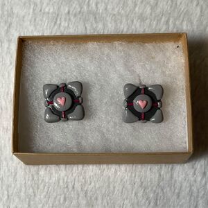 Portal Companion Cube Polymer Clay Cufflinks